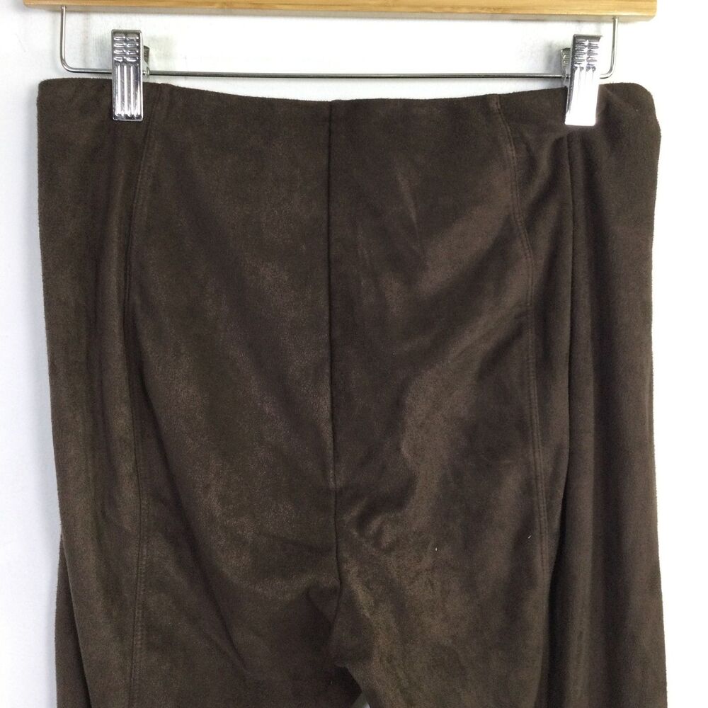 Lysse Womens Faux Suede High Waist Velvet Leggings Pull-On Dark Brown Size M - Picture 13 of 15